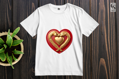 Gold Red Heart Emblem Clipart Sublimation PNG Product Image 2
