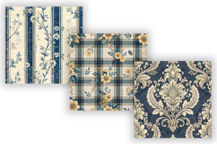 Midnight Toile Digital Paper Pack, Vintage Floral Toile Product Image 3