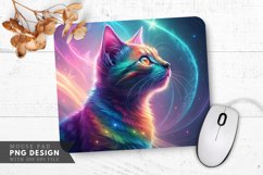 Swirling Energy Rainbow Cat Mouse Pad PNG Design Product Image 1