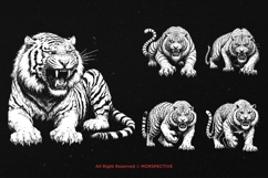 10 Bundle Dark Art White Tiger Animal Angry Beast Tattoo Product Image 5