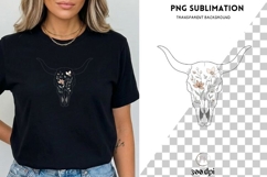 Boho Cow Skull PNG | Floral Western Skull Clipart Product Image 3
