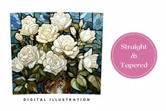 White Roses Tumbler Wrap, Stained Glass Flowers Tumbler Product Image 3