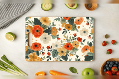 Retro Wedding Flowers Cutting Boards sublimation Design Product Image 3