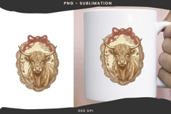 Vintage frame highland cow png design for T-shirts Product Image 3