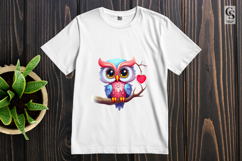 Cute Owl With Heart Clipart Sublimation PNG Product Image 3