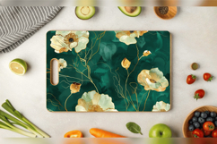Emerald Gold Flowers Cutting Boards sublimation Design Product Image 3