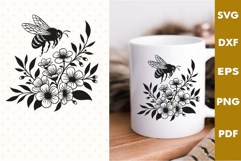 Bee and Flowers SVG PNG, Honey Bee clipart, Bumble laser cut Product Image 3