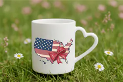 USA Flag Map Red Bow 4th of July PNG Sublimation Design Product Image 3
