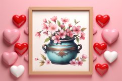 Retro Valentine Watercolor Clipart, Pink Valentine Product Image 3