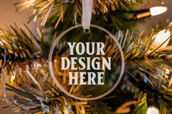 Acrylic Christmas Ornament Mockups | Clear Round Holiday Product Image 1