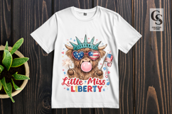 Patriotic Highland Cow Sublimation Clipart PNG Product Image 3