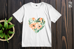 Peach Floral Heart Illustration Clipart Sublimation PNG Product Image 2