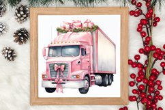 Pink Christmas Car clipart Sublimation, Christmas clipart Product Image 3