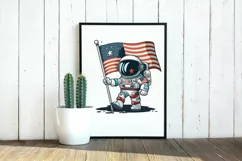 cute baby astronaut holding USA flag clipart svg Product Image 2