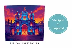 Mexican Tumbler Wrap Design, Neon Blue Tumbler Design Product Image 3