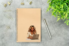 Lady Boss Illustration, Girl with Laptop, Business Woman PNG Product Image 3
