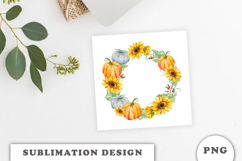 Watercolor Autumn Pumpkins Wreath png Product Image 3