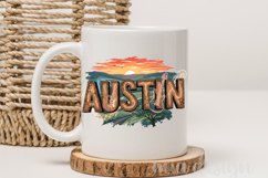 Austin Texas PNG, Vintage Longhorn City Skyline Sublimation Product Image 4