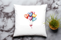 Watercolor Heart Balloons Clipart Sublimation PNG Product Image 3