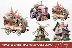 Pastel Christmas Farmhouse Clipart Sublimation Product Image 1