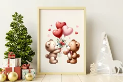 20 Teddy bears couple Valentine watercolor clipart Product Image 3
