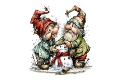 7 JPG Whimsical Cute Christmas Gnomes Illustrations Bundle Product Image 2