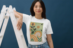 Abstract Sun and Leaves Modern Embroidery Design Product Image 3