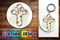 Luminous Round Ornaments Sublimation PNG, Cross and Bow Product Image 1