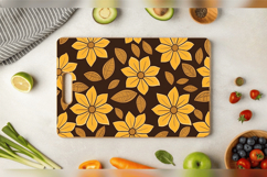 Brown &amp; Yellow Floral Cutting Boards sublimation Design Product Image 3