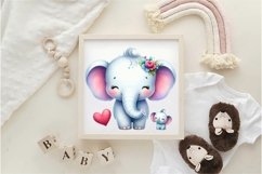 Watercolour valentine&#039;s Elephant Clipart Product Image 3