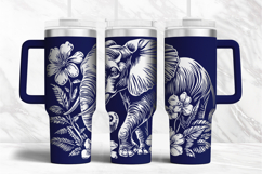 40oz Tumbler laser svg Elephant and Flowers wrap Product Image 3