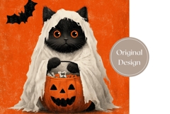 Kids Halloween Tumbler Print, Halloween Black Cat Tumbler Product Image 3