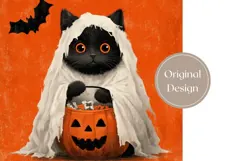 Kids Halloween Tumbler Print, Halloween Black Cat Tumbler Product Image 3