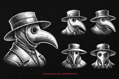10 Bundle Dark Art Plague Doctor Plague Creepy Mask Tattoo Product Image 5