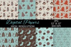 Winter Digital Paper, Boho Vintage Winter Digital Papers Product Image 3