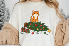 Christmas Cat PNG Clipart, Orange Tabby Cat Fallen Christmas Product Image 2
