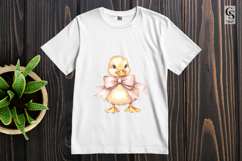 Watercolor Duckling with Sparkle Bow Clipart Sublimation PNG Product Image 3
