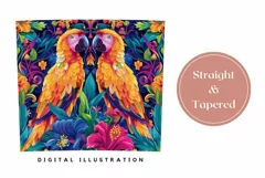 Ara Parrot Tumbler Wrap, Neon Tropical Leaves Tumbler Design Product Image 3