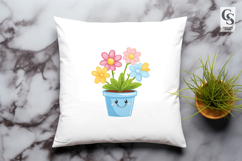 Cute Kawaii Smiling Flower Pot clipart sublimation png Product Image 3