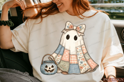 patchwork ghost png,coquette halloween png,cute ghost png Product Image 4