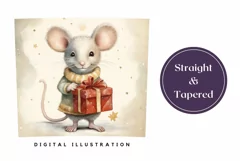 Christmas Tumbler Sublimation, Watercolor Mouse Tumbler PNG Product Image 3