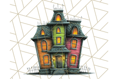 Halloween Buildings Clipart PNG, Haunted Houses Art Product Image 3