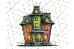 Halloween Buildings Clipart PNG, Haunted Houses Art Product Image 3