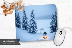 Frozen Lake and Snowy Trees Mouse Pad PNG Product Image 1