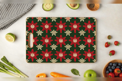 Red &amp; Green Knitted Stars Cutting Boards sublimation Designs Product Image 3