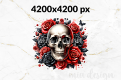 Gothic Floral Skull PNG Red Black Halloween Sublimation Product Image 2