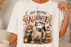 Just Waiting for Halloween Ghost Cat SVG Product Image 1