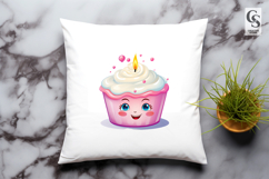 Cute Candle And Cupcake Cartoon Clipart Sublimation PNG Product Image 3