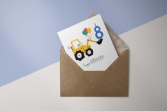 Eighth Birthday Excavator | Happy Birthday Card | EPS SVG Product Image 3