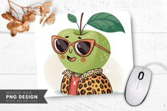 Funky Apple with Sunglasses and Animal Print Mouse Pad PNG Product Image 1